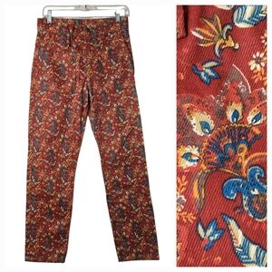 Zara Floral‎ High Rise Straight-Leg Jeans RARE